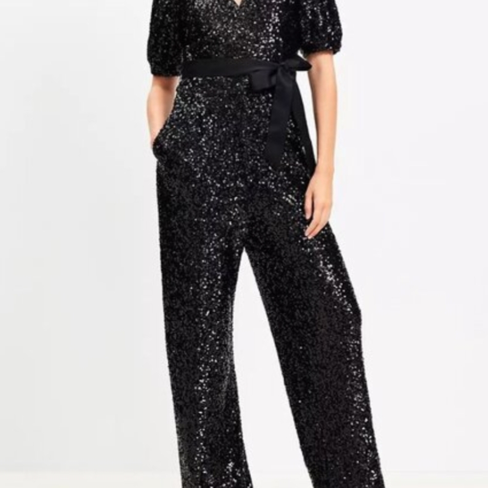 Elegant LOFT Black Sequin Jumpsuit